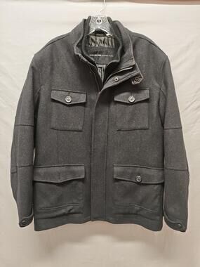 Marc New York Andrew Marc Jacket Mens Large Gray Field Four Pocket Zip Military
